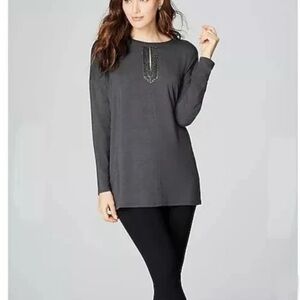 J. Jill Gray Tunic with Long Sleeves and Relaxed Fit